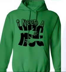 I Need A Hug Hoodie Green/black